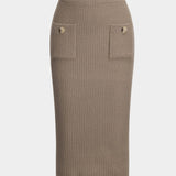 Christin | Stilvolles Strick-Dreiteiler-Set mit Cardigan, Crop-Top & Bleistiftrock