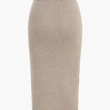 Jessica | Geripptes Zweiteiler-Set mit Twist-Detail & Schlitzrock