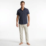 Herren Gestreiftes Kurzarmhemd und Hose Set