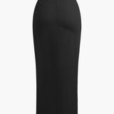 Fridoline | Eleganter Midirock mit Wickeloptik, Drapierung und hohem Schlitz