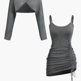 Anastasia | Zweiteiler-Set mit Cutout-Pullover & gerafftem Kleid