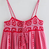 Maxikleid mit Ethno-Muster, Trägern und Schlitz für Damen