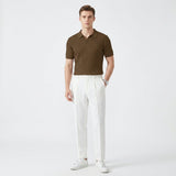Herren Strick Poloshirt mit Rippstruktur