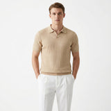 Herren Strick Poloshirt mit Rippstruktur