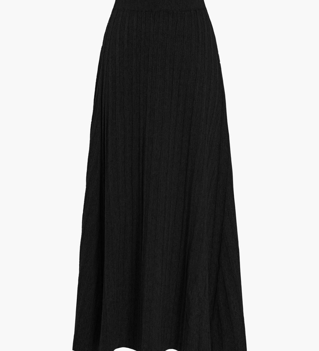 Gerlinde | Weit schwingender Strick-Midirock mit Plissee-Falten und elastischem Bund