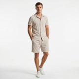 Herren Kurzarmhemd und Shorts Set mit Rippstruktur