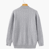 Roman | Chunky knit Herren Chasmere Pullover mit Kabelstrickmuster & Halb Reißverschluss Kragen
