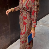 Elegantes Midikleid mit Twist-Detail und floralem Muster – Zeitlos und stilvoll