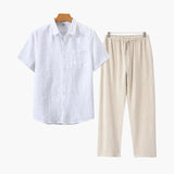 Lincoln | Old Money Herren Leinen-Set mit Kurzarmhemd & Sommerhose
