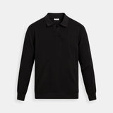 Herren Strick Poloshirt mit Langarm und Rippmuster