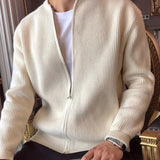 Bennett | Stehkragen Herren Rippstrick Reißverschluss Strickjacke