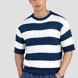 Gestreifter Herren-Pullover mit kurzen Ärmeln – Stilvoll &amp; Bequem