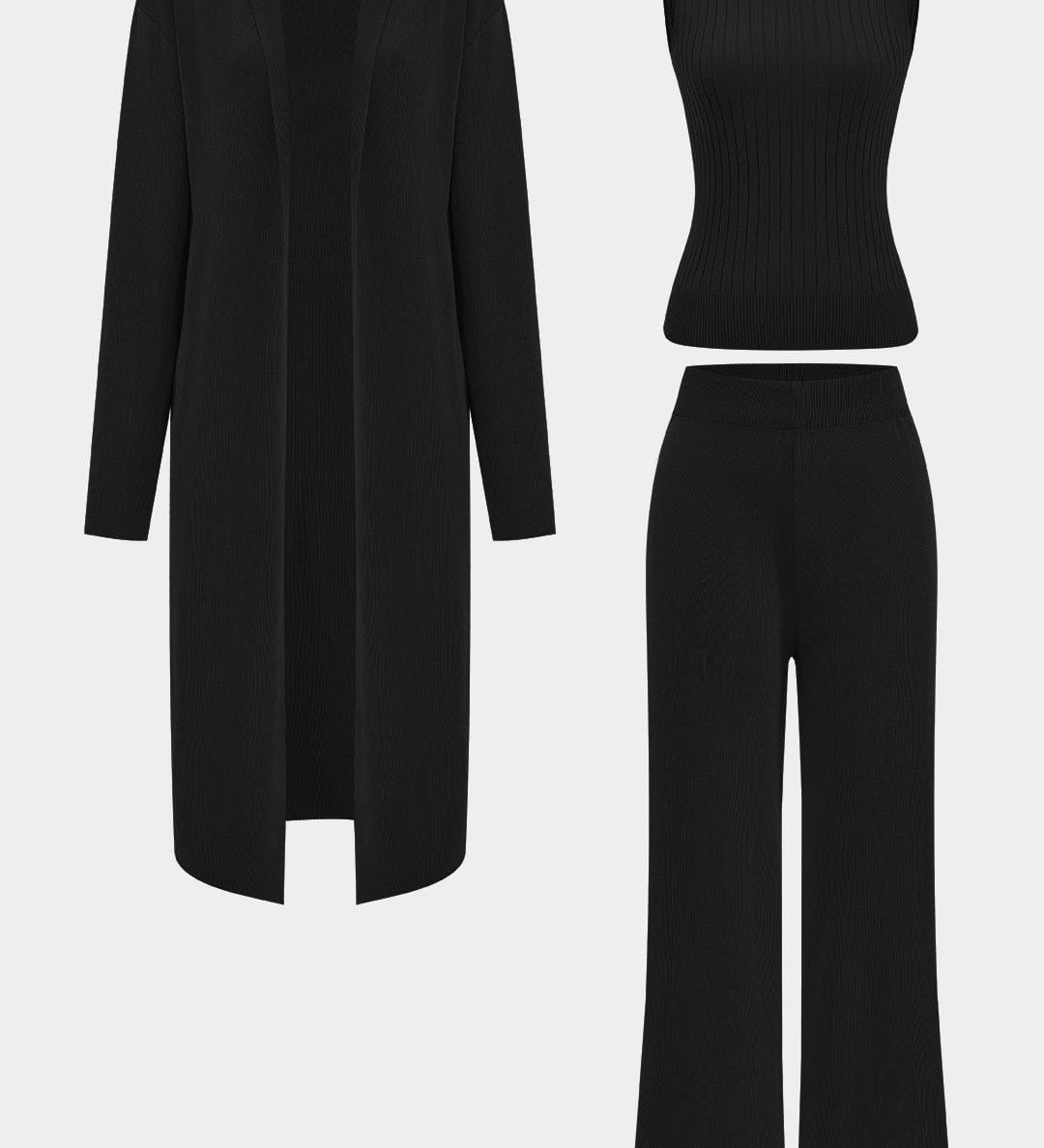 Luanne | Elegantes Dreiteiliges Set aus Geripptem Strick