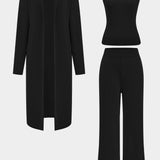 Luanne | Elegantes Dreiteiliges Set aus Geripptem Strick