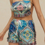 Greta | Verspieltes Zweiteiler-Set mit Boho-Print & Fransen