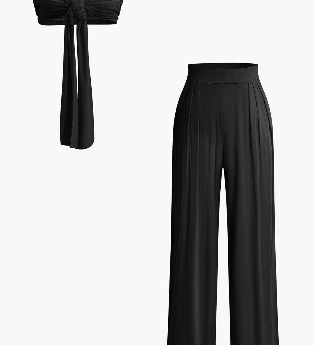 Lara | Elegantes Zweiteiler-Set mit Schleifen-Bandeau & Weitbein-Hose