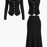 Estelle | Strick-Set mit Blazer, Weste & Midirock