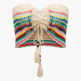 Naila | Boho-Strick-Zweiteiler mit Bustier & Shorts