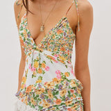 Blumiges Maxikleid mit Spitze und Spaghettiträgern für Damen