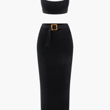 Luana | Elegantes Strick-Zweiteiler-Set mit Gürtel