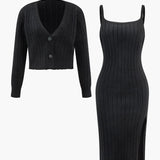 Kerstin | Elegantes Strick-Zweiteiler-Set mit Cardigan & Kleid