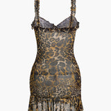 Savanna | Wildes Leopard-Minikleid mit Rüschen – Verführerischer Animal-Print