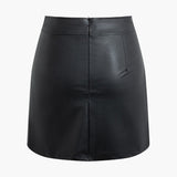 Selene | Moderner Kunstleder-Minirock mit seitlichem Reißverschluss und asymmetrischem Schlitz