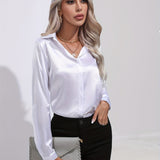 Irene | Elegantes Satin-Hemd mit langen Ärmeln für Damen