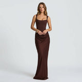 Damen Maxikleid mit Trägern und Geradem Schnitt