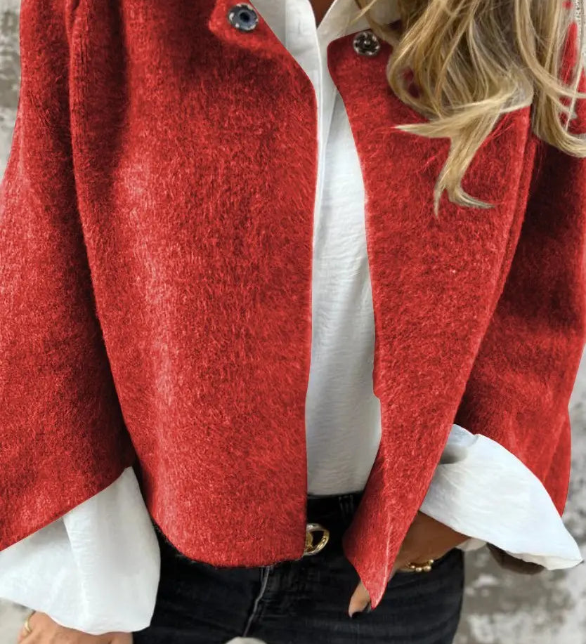 Bea | Damen Wollmantel mit Rundhalsausschnitt und langen Ärmeln Zendoo.de