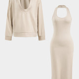 Amira | Träger-Bodycon-Midikleid mit passendem Kapuzenpullover