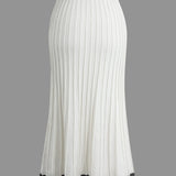 Kira | Feminines Strick-Zweiteiler-Set mit Knopf-Top & Plisseerock