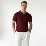 Herren Strick Poloshirt mit Rippstruktur