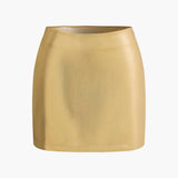 Freyja | Glänzender Gold Metallic-Minirock mit figurbetonter Passform und High-Waist-Schnitt