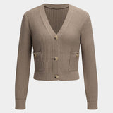 Christin | Stilvolles Strick-Dreiteiler-Set mit Cardigan, Crop-Top & Bleistiftrock