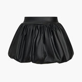 Cordula | Extravaganter Ballon-Minirock aus Kunstleder mit elastischem Bund