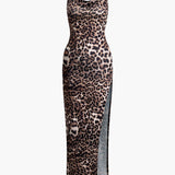 Amelie | Verführerisches Leopard-Maxikleid – Sinnlicher Look mit Beinschlitz