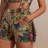 Theresia | Vintage-inspiriertes Zweiteiler-Set mit Blumenmuster