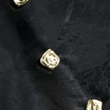 Callista | Eleganter Lackleder-Minirock mit Goldknöpfen und Ziertaschen