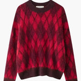 Zelda | Vintage Rot Argyle Muster Pullover stricken