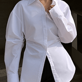 Ilaria | Weißes Oversized-Hemd mit betonter Taille und klassischem Kragen