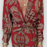 Elegantes Midikleid mit Twist-Detail und floralem Muster – Zeitlos und stilvoll