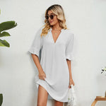 Isadee | Bequemes Kleid Mit V-Ausschnitt Zendoo.de