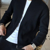 Bennett | Stehkragen Herren Rippstrick Reißverschluss Strickjacke