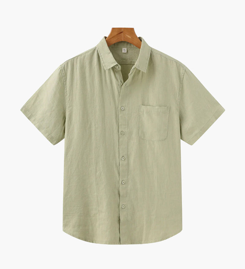 Isaiah | Sommer Kurzarm Herren-Leinenhemd mit Brusttasche