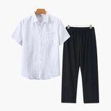 Lincoln | Old Money Herren Leinen-Set mit Kurzarmhemd & Sommerhose