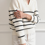 Gestreifte Pullover mit Kragen