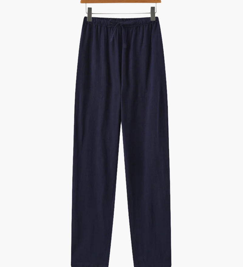 Adrian | Leichte Slim Fit Herren Sommer Leinenhose mit Kordelzug