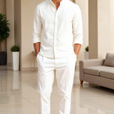 Klassisches Stehkragen-Hemd in Weiß