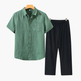 Lincoln | Old Money Herren Leinen-Set mit Kurzarmhemd & Sommerhose